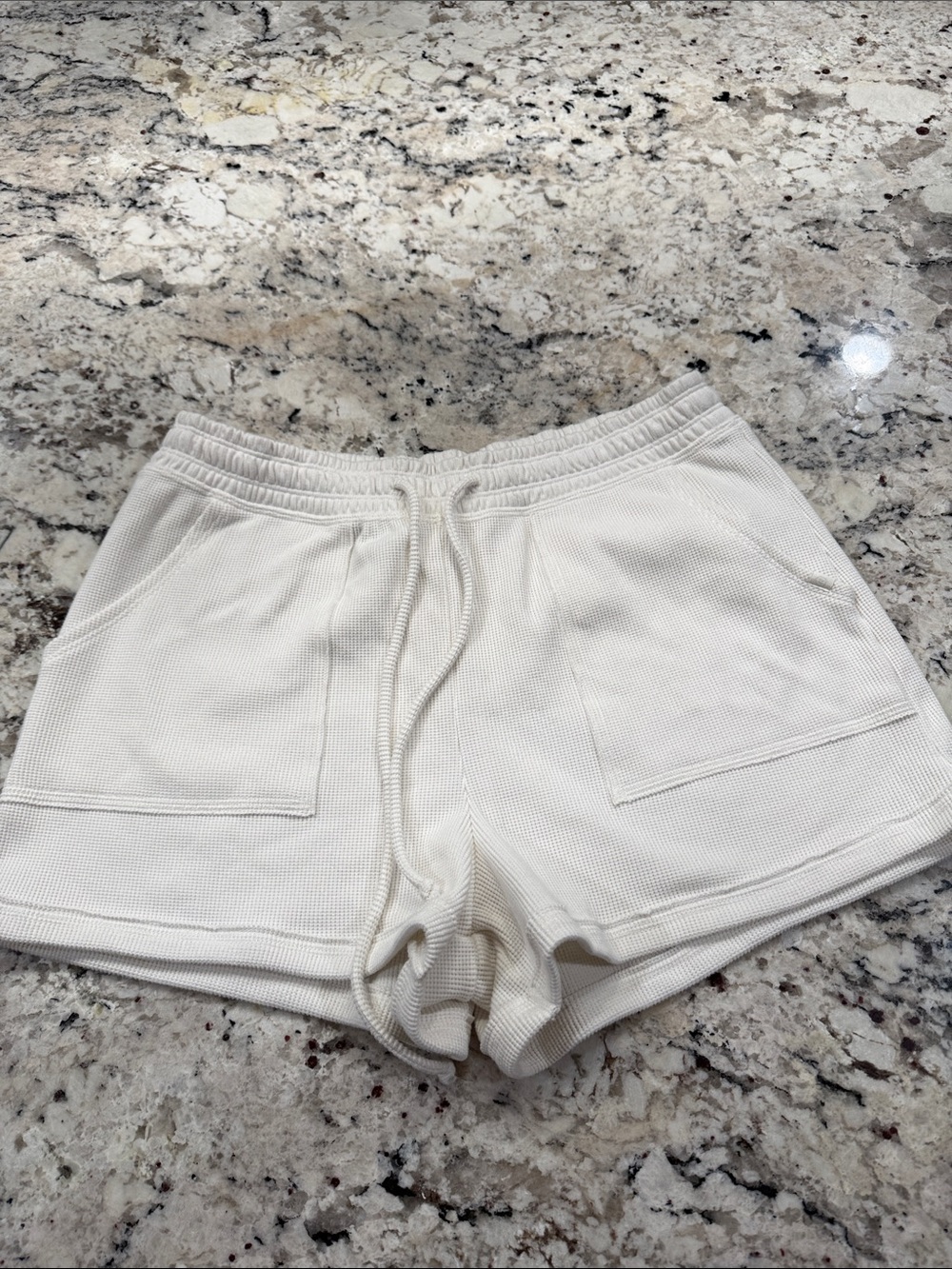 Gilly Hicks Waffle Knit Drawstring Shorts - Cream